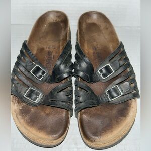 Birkenstock Granada slides sandals Sz 37 US 6.5 Black Nubuck Leather